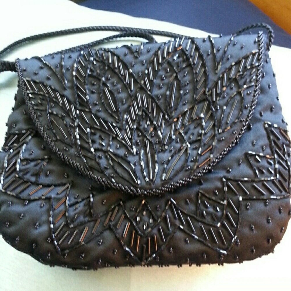 Black Sequin Shoulder Bag